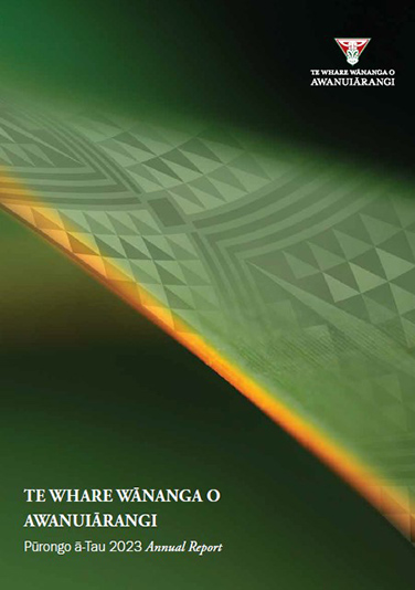 Cover of Te Whare Wānanga o Awanuiārangi 2023 Annual Report