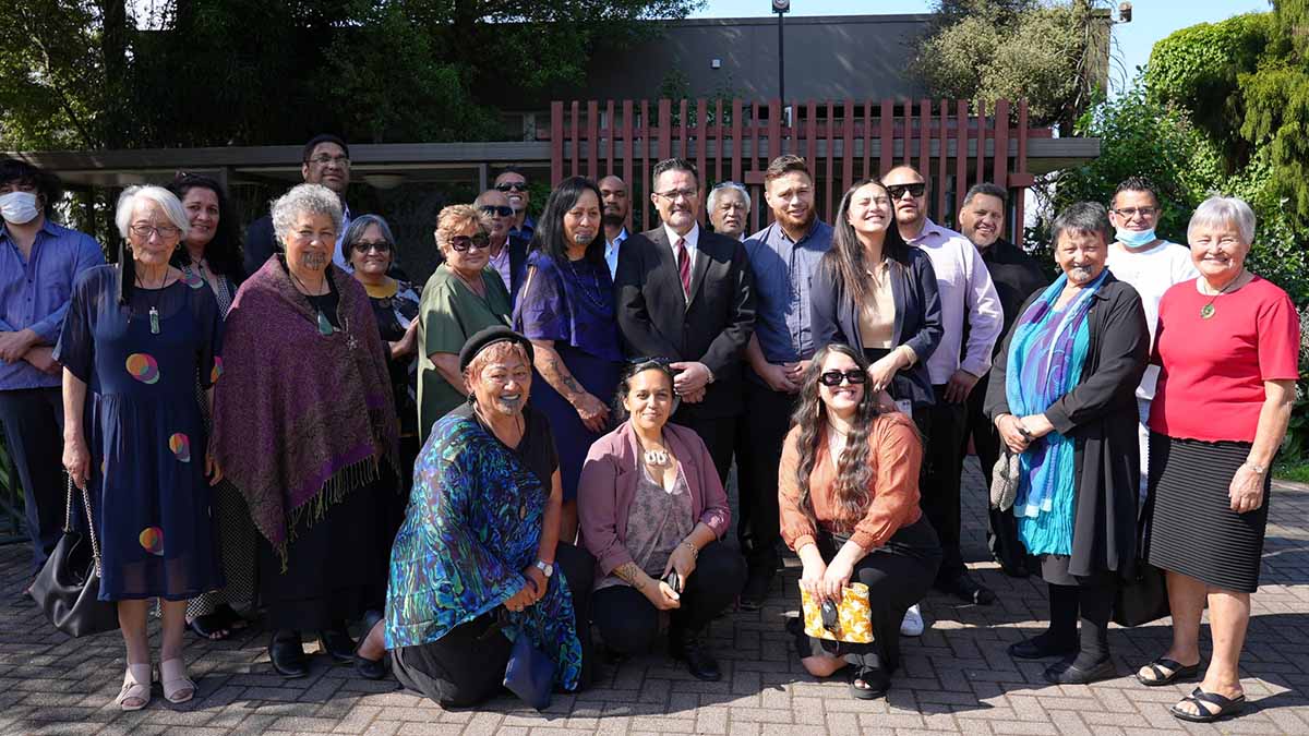 Justice Harvey pictured with his whānau at his High Court ceremony