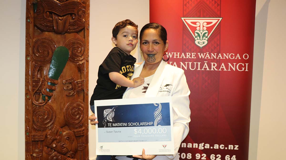 Susan Tipuna pictured with scholarship