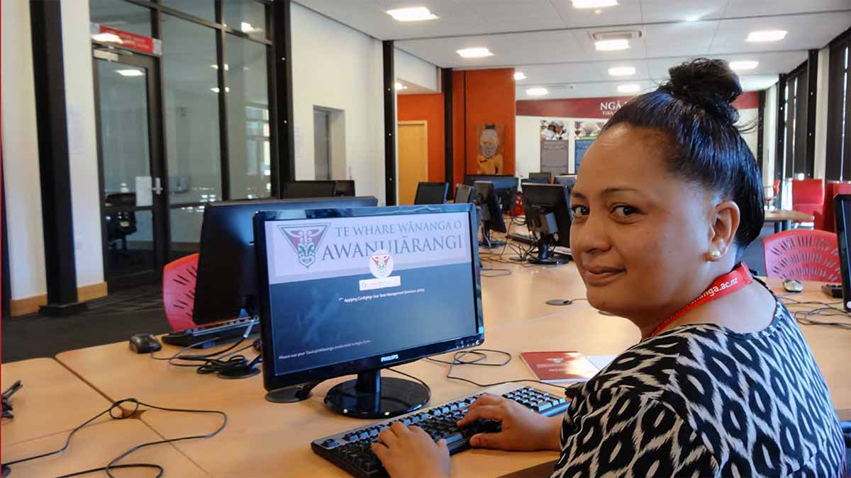 Student at computer