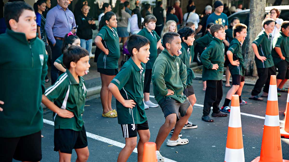 Students perform haka