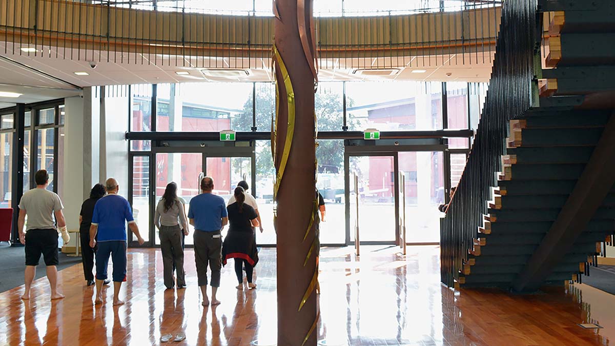 Photo of inside of library of Te Whare Wānanga o Awanuiārangi