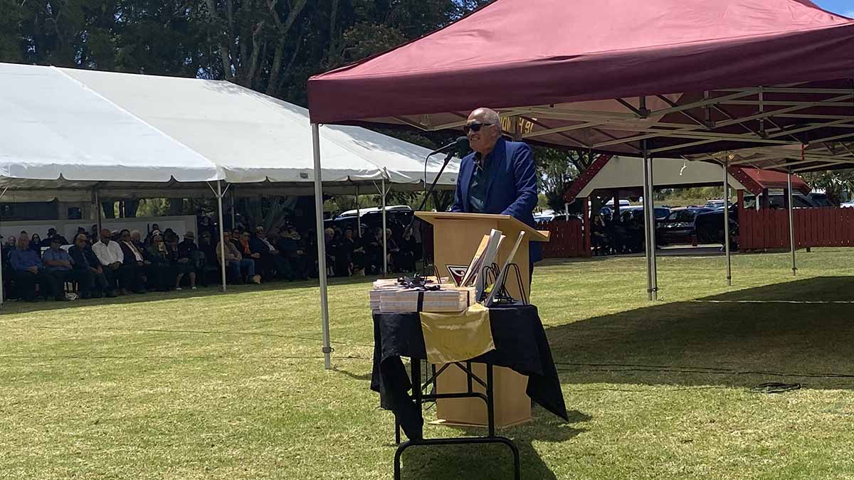 Professor Taiarahia Black pictured at Kokohinau marae poukai 2025