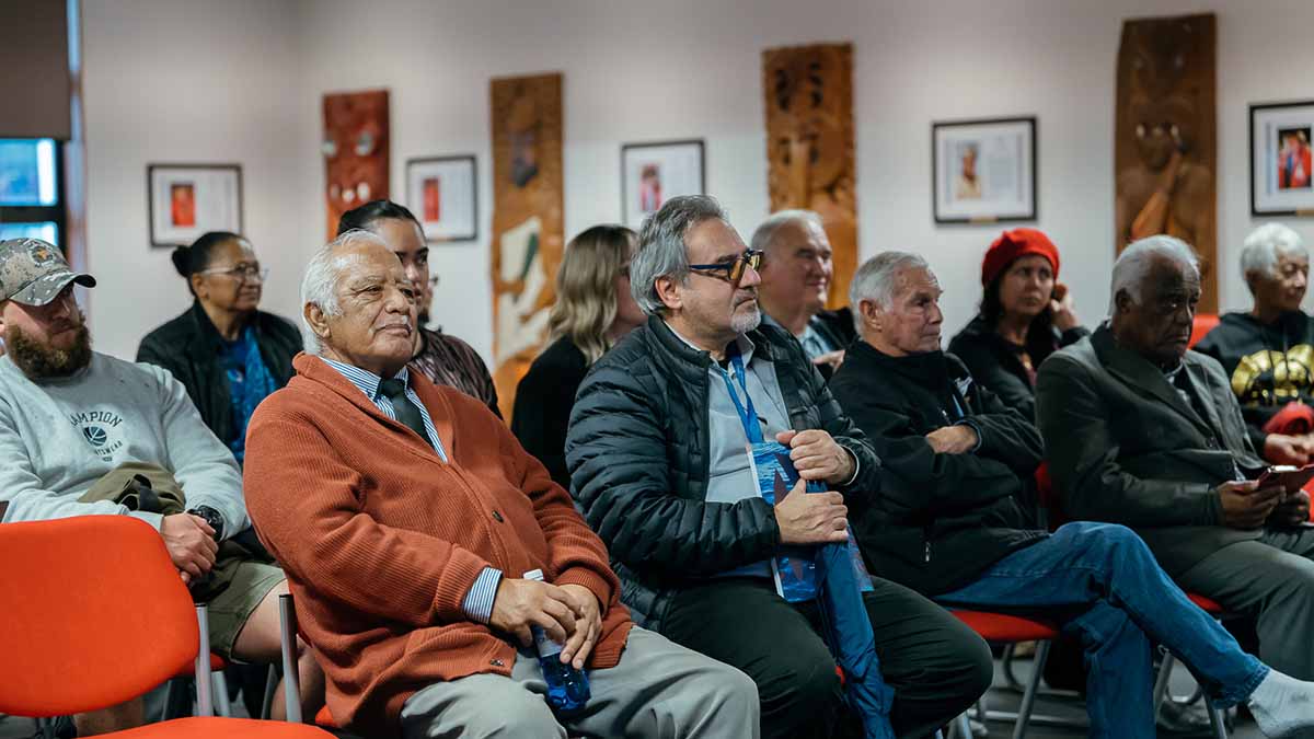 Veterans and their whānau attend the presentation of the final report for He Aha Taku Oranga Hauora Mō Āpōpō at Te Whare Wānanga o Awanuiārangi.