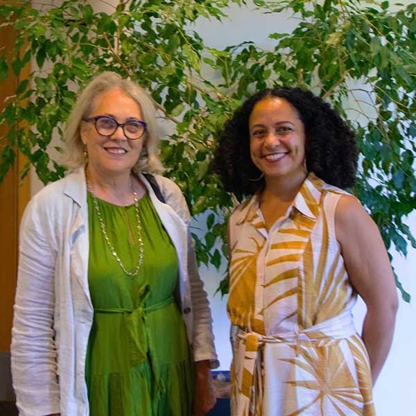 Philanthropist and President of the Spencer Foundation Na'ilah Suad Nasir with Distinguished Professor Linda Tuhiwai Smith