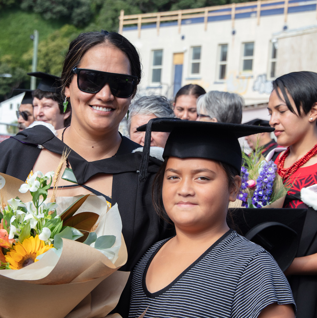 Whanau celebrating graduation